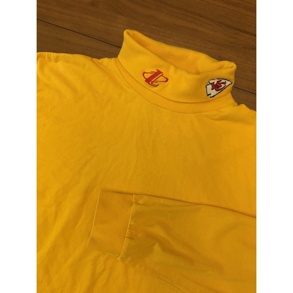 Vintage 90s Kansas City Chiefs Logo Athletic Turtle Neck Shirt Mens L Yellow 80s